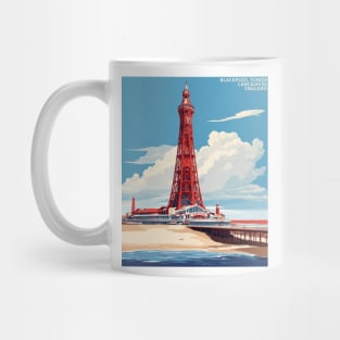 Blackpool Tower Lancashire West Bretton United Kingdom Vintage Travel Tourism Poster Mug